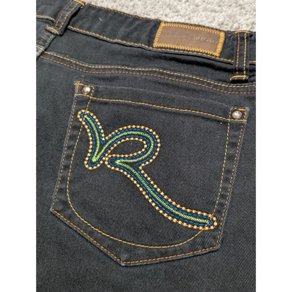 RocaWear Denim Jeans  Women's‎ Size 11 Boot Cut Dark - Embroidered Pockets 33X32